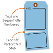 Blank - Blue Numbered Tag with Tear-Stub