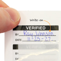 Write-On Quality Control Sticker Verified by Date